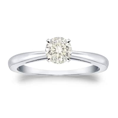 Auriya 14k Gold 1/3 carat TW Round Solitaire Diamond Engagement Ring