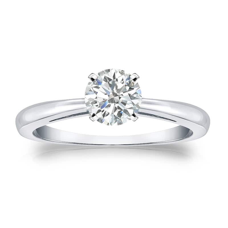 Auriya 14k Gold 1/2ctw Round Solitaire Diamond Engagement Ring (I-J, SI1-SI2)