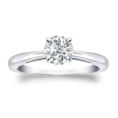 Auriya 14k Gold 1/2ctw Round Solitaire Diamond Engagement Ring (I-J, SI1-SI2)