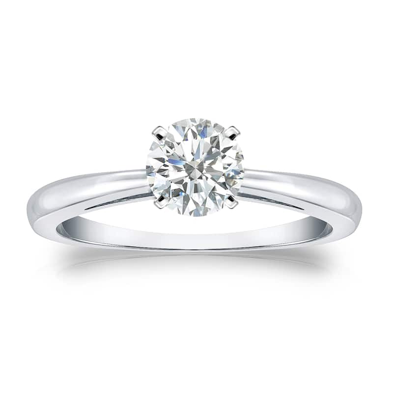 Auriya 14k Gold 1/2 carat TW Round Solitaire Diamond Engagement Ring - White - 4