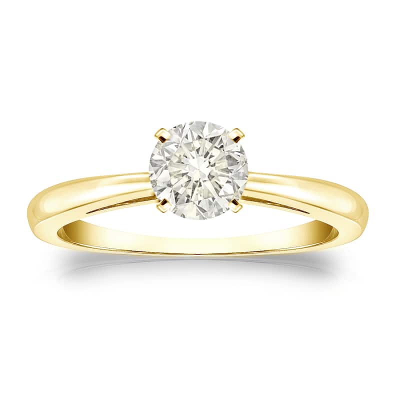 Auriya 14k Gold 1/2 carat TW Round Solitaire Diamond Engagement Ring