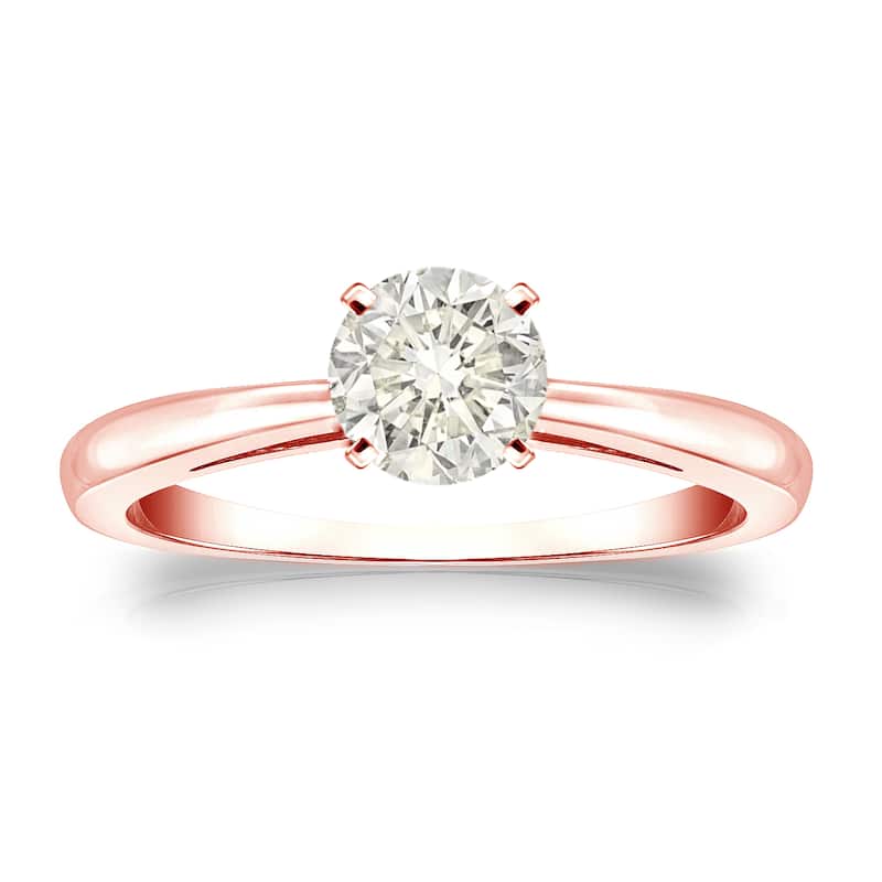 Auriya 14k Gold 1/2 carat TW Round Solitaire Diamond Engagement Ring