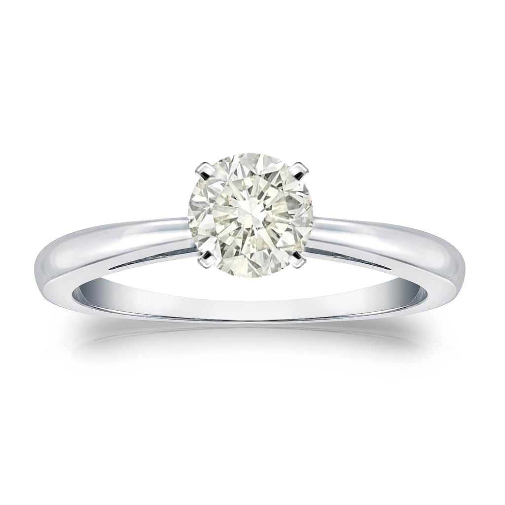 Auriya 14k Gold 1/2 carat TW Round Solitaire Diamond Engagement Ring