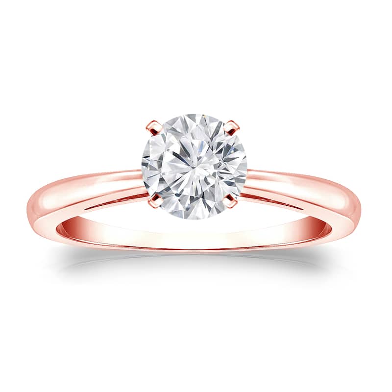 Auriya 14k Gold 3/4 carat TW Round Solitaire Diamond Engagement Ring