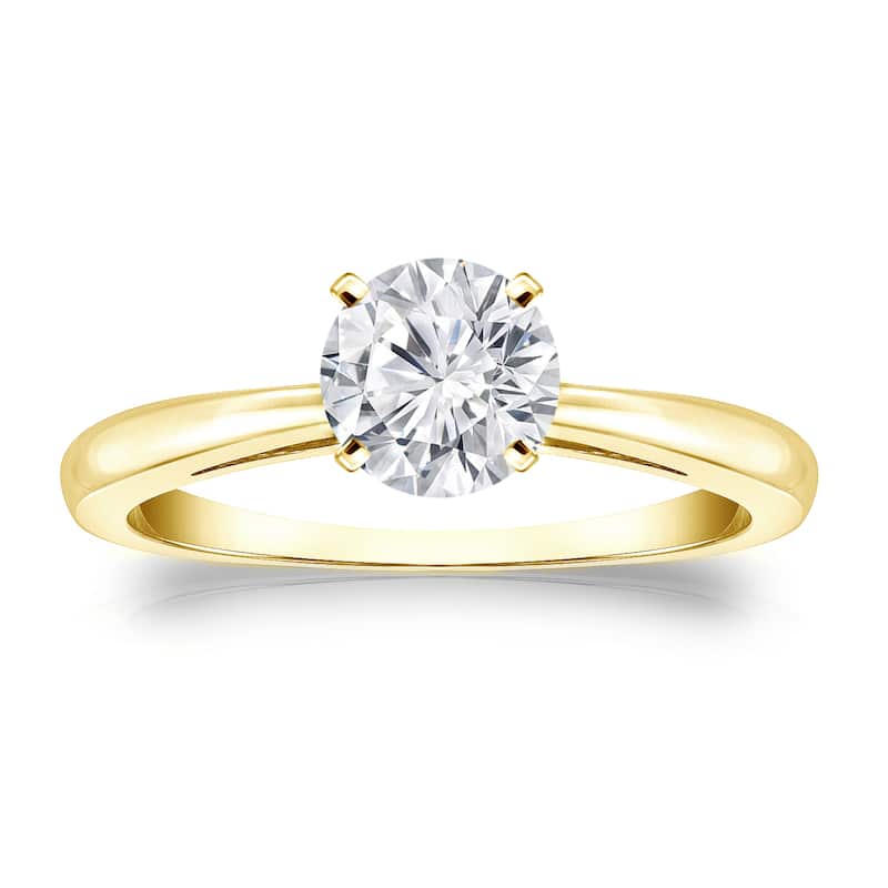 Auriya 14k Gold 3/4 carat TW Round Solitaire Diamond Engagement Ring