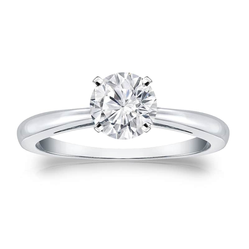 Auriya 14k Gold 3/4 carat TW Round Solitaire Diamond Engagement Ring - 4 - White