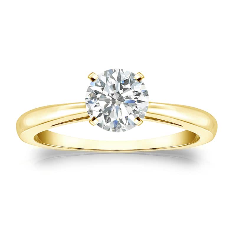 Auriya 14k Gold 3/4ctw Round Solitaire Diamond Engagement Ring