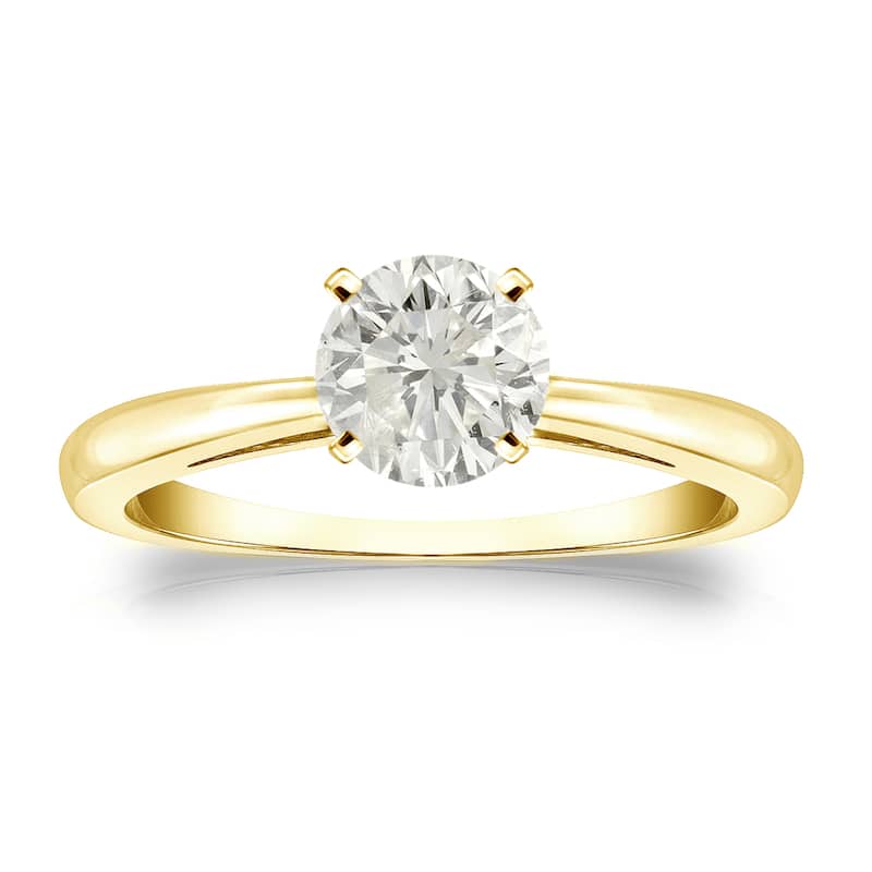 Auriya 14k Gold 3/4ctw Round Solitaire Diamond Engagement Ring