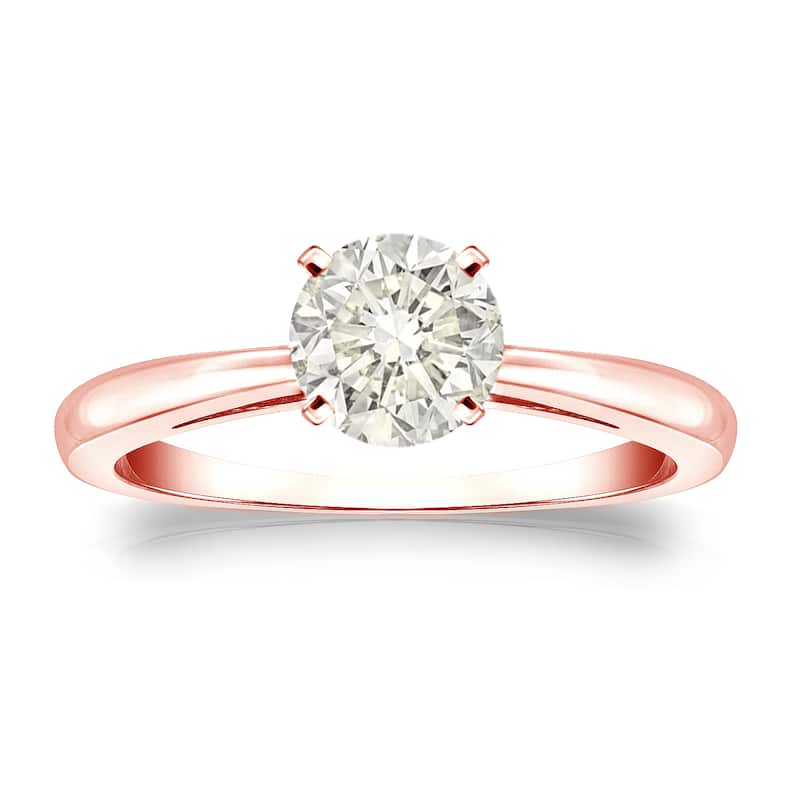 Auriya 14k Gold 3/4 carat TW Round Solitaire Diamond Engagement Ring