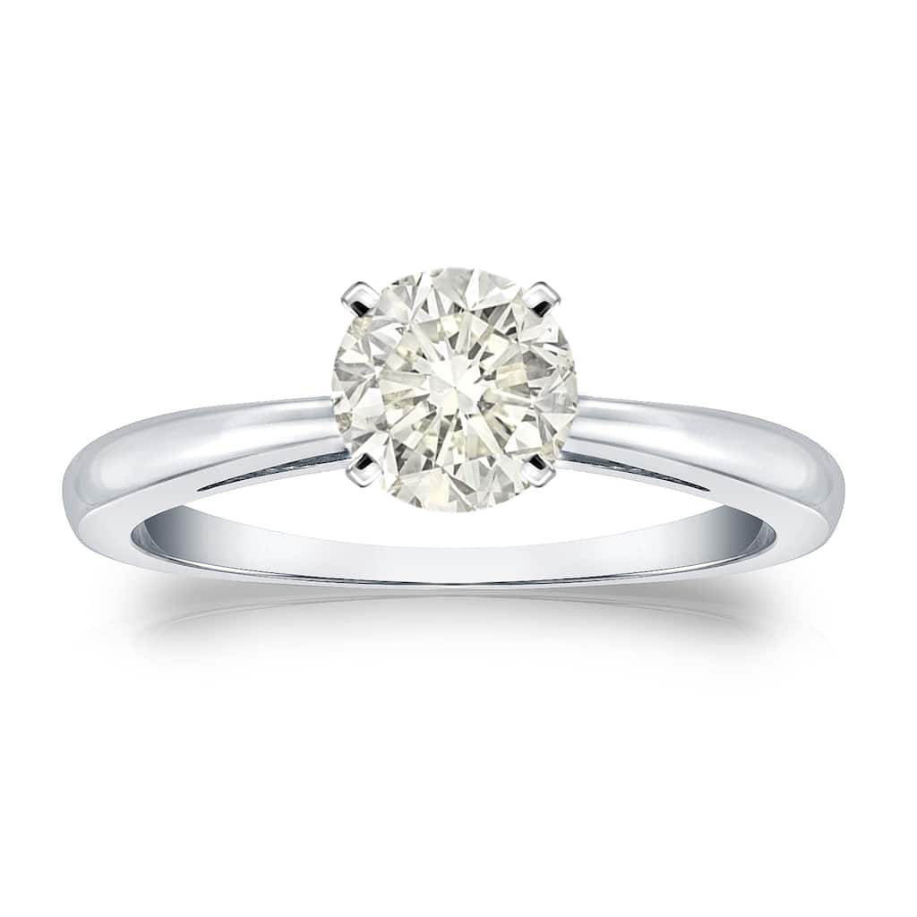 Auriya 14k Gold 3/4 carat TW Round Solitaire Diamond Engagement Ring