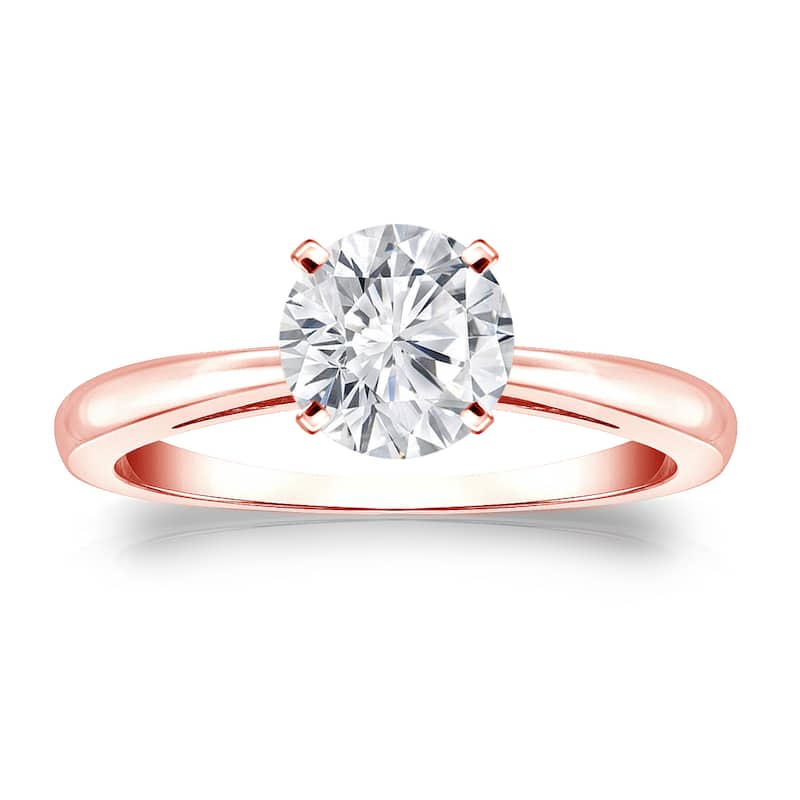 Auriya 14k Gold 1ctw Round Solitaire Diamond Engagement Ring