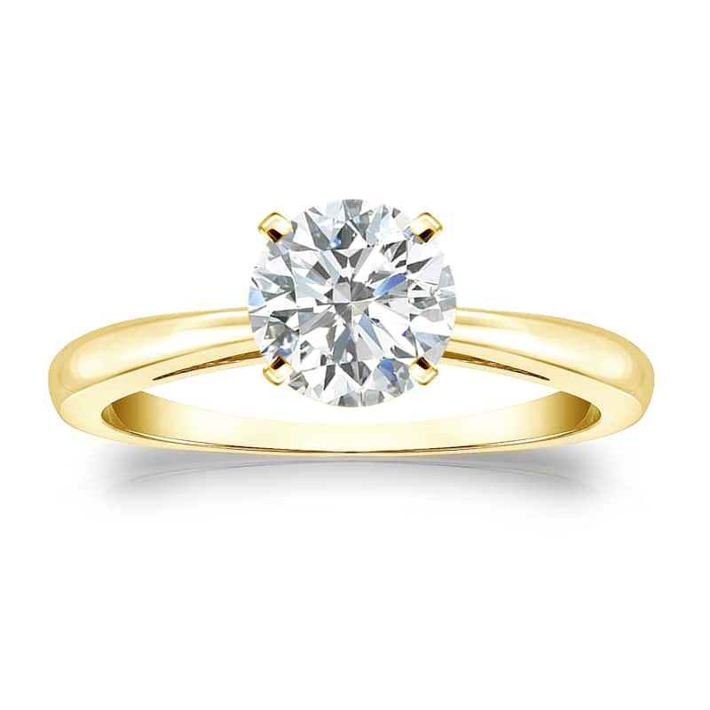 Auriya 14k Gold 1ctw Round Solitaire Diamond Engagement Ring