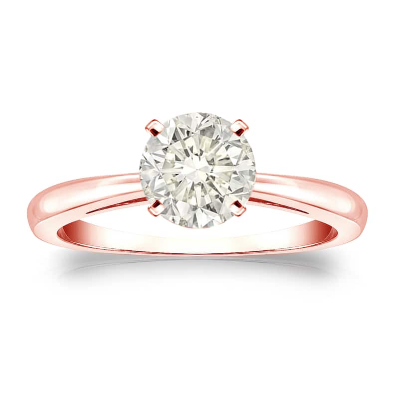 Auriya 14k Gold 1 carat TW Round Solitaire Diamond Engagement Ring
