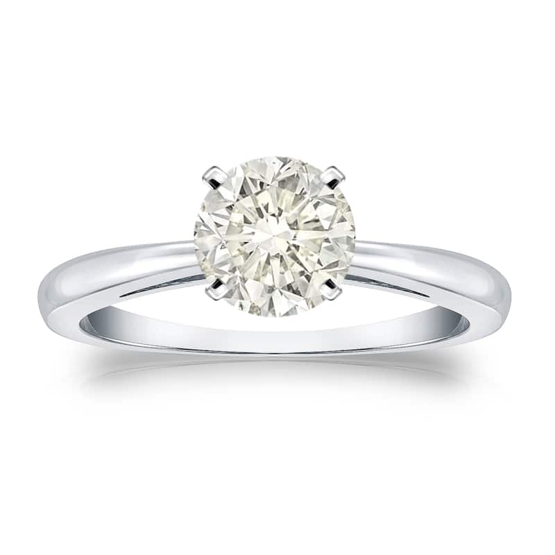 Auriya 14k Gold 1 carat TW Round Solitaire Diamond Engagement Ring