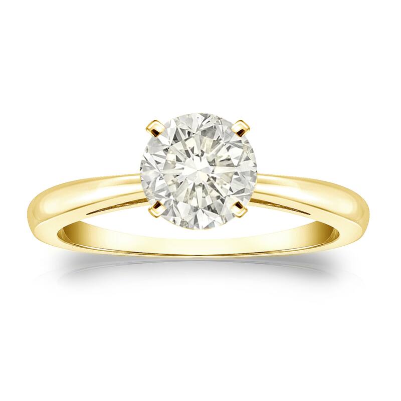 Auriya 14k Gold 1 carat TW Round Solitaire Diamond Engagement Ring