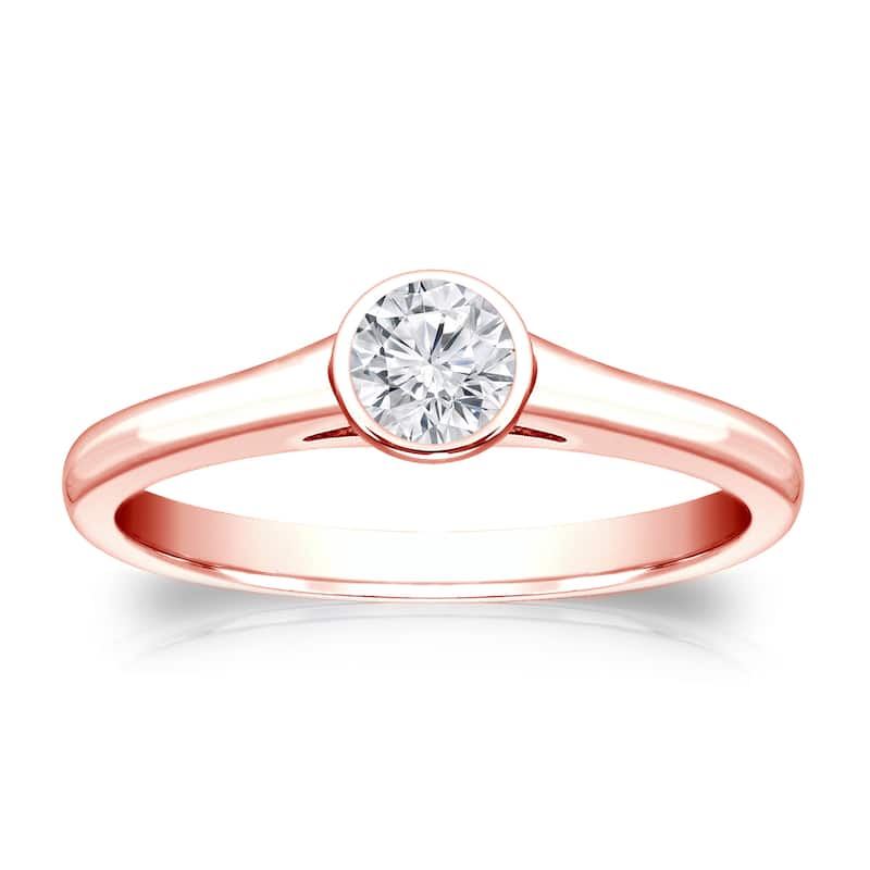 Auriya 14k Gold 1/4 carat TW Bezel-set Solitaire Diamond Engagement Ring