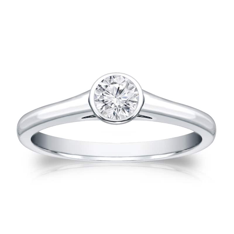 Auriya 14k Gold 1/4 carat TW Bezel-set Solitaire Diamond Engagement Ring
