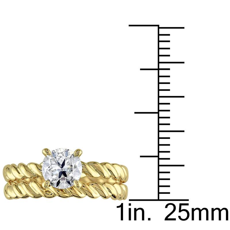 Miadora Signature Collection 14k Yellow Gold 1ct TDW Diamond Solitaire Bridal Ring Set (J-K, I2-I3) - White