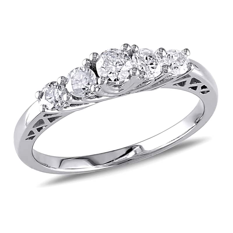 Miadora 10k White Gold 1/2ct TDW Diamond 5-stone Engagement Ring (G-H, I2-I3)