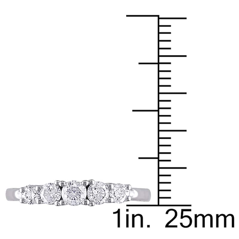 Miadora 10k White Gold 1/2ct TDW Diamond 5-stone Engagement Ring (G-H, I2-I3)