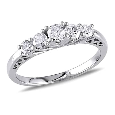 Miadora 10k White Gold 1/2ct TDW Diamond 5-stone Engagement Ring (G-H, I2-I3)