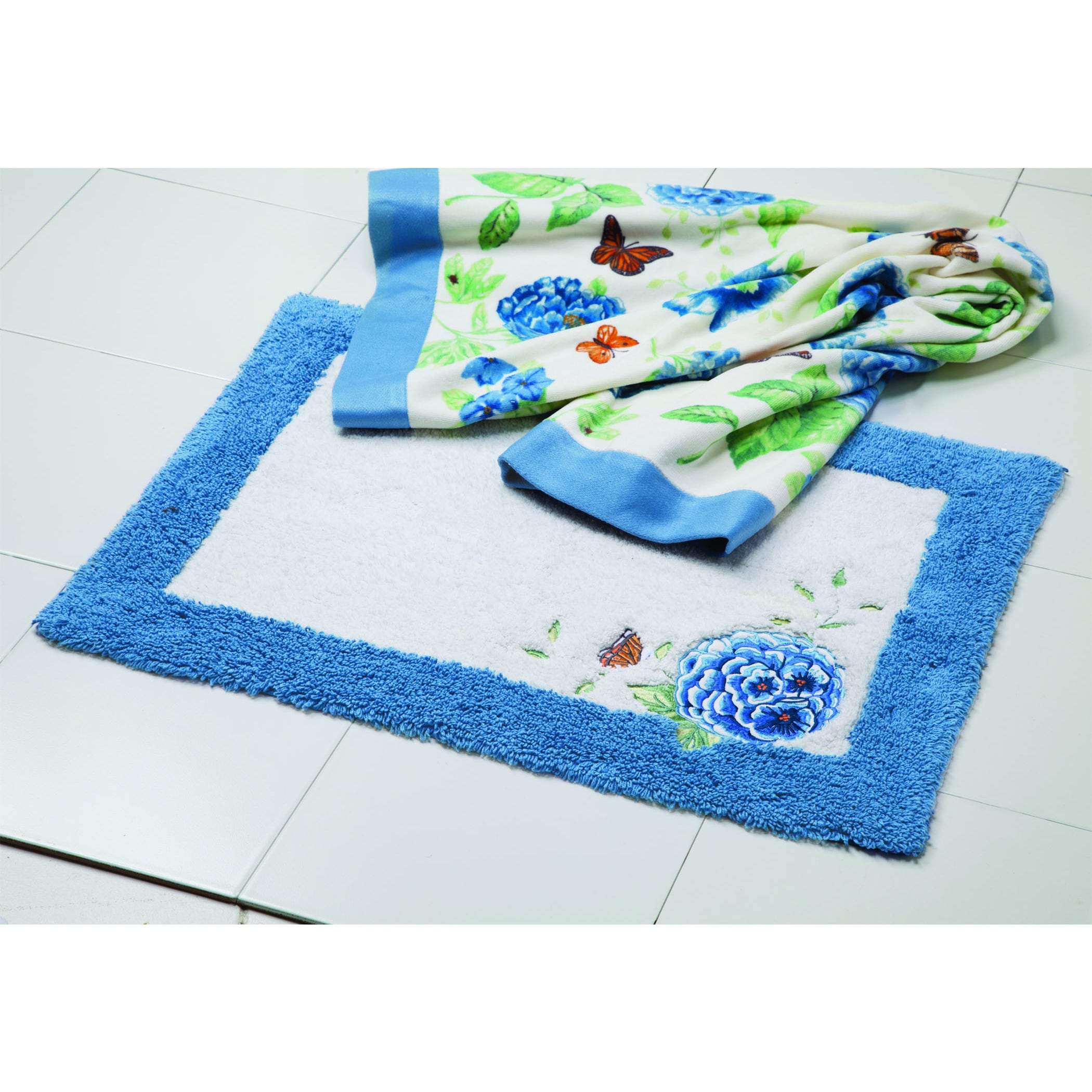 Shop Lenox Blue Floral Garden Embroided And Applique Tufted Bath Rug Overstock 11189136