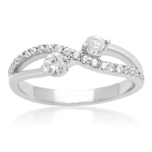 2Be Bonded Together 10k White Gold 3/8ct TDW Two Diamond Plus Ring (I