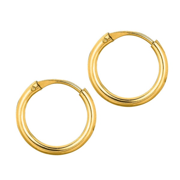 14k Yellow Gold Endless Hoop Earrings W Hidden Snap Backs 10 14k Yellow Gold Endless Hoop Earrings W Hidden Snap Backs 10 Mm