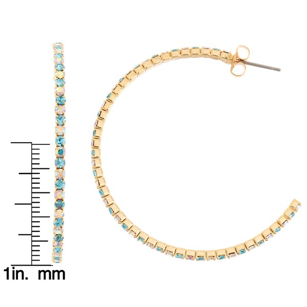 Isla Simone - Gold Plated 45mm J-Hoop Earring with Alternating Crystal