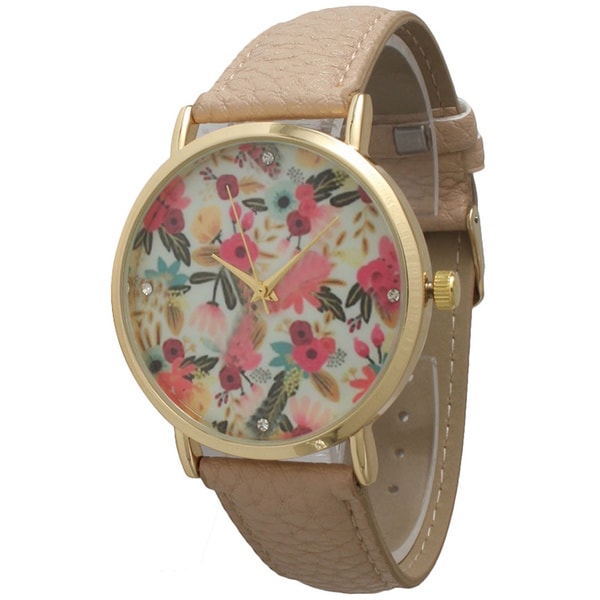 Shop Olivia Pratt Subtle Rhinestone Floral Watch - Free Shipping On ...