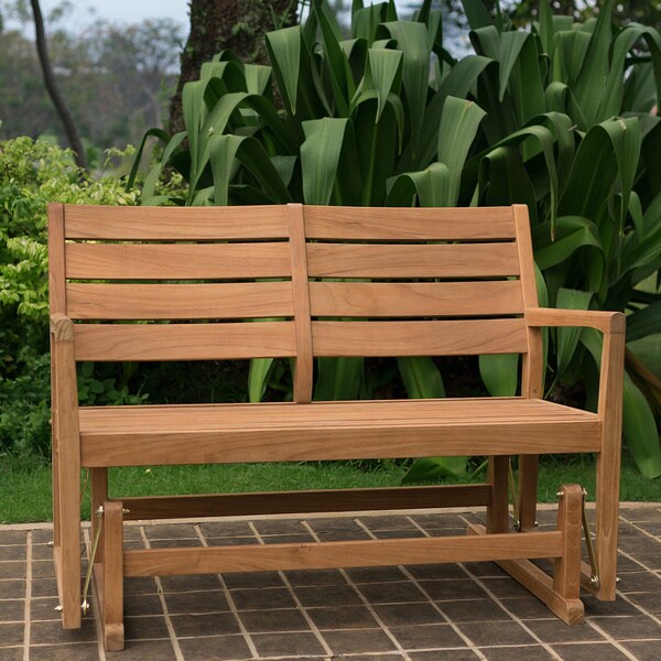 Shop Cambridge Casual Andrea Teak Glider Bench Free Shipping Today