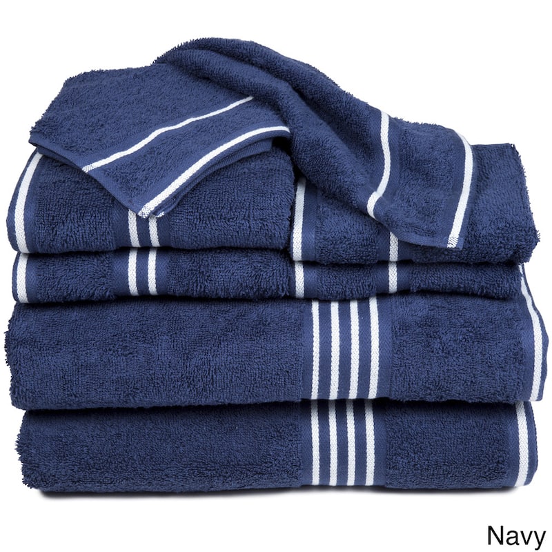 8-Piece Towel Set - Cotton Bathroom Accessories by Windsor Home - Navy