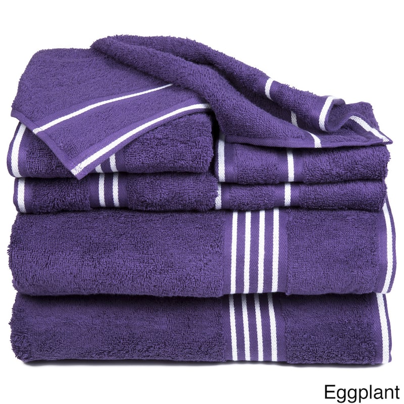 8-Piece Towel Set - Cotton Bathroom Accessories by Windsor Home - Purple