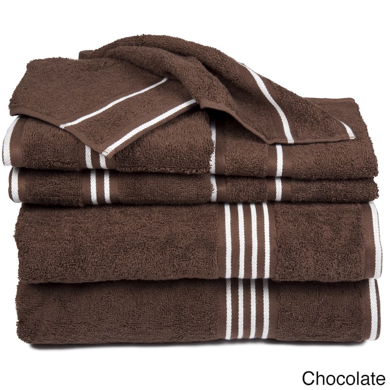 8-Piece Towel Set - Cotton Bathroom Accessories by Windsor Home - Chocolate