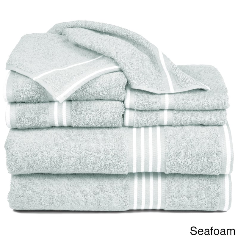 8-Piece Towel Set - Cotton Bathroom Accessories by Windsor Home - Seafoam