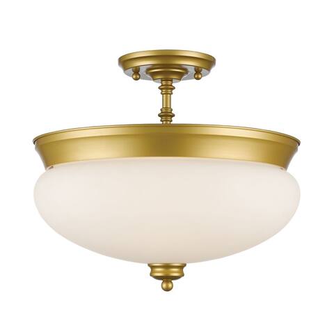 Avery Home Lighting 3 Light Semi Flush Mount in Satin Gold - Satin Gold