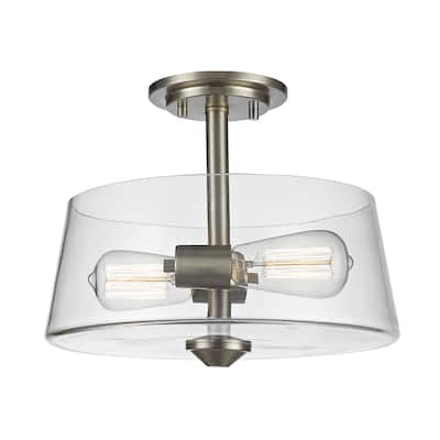 Avery Home Lighting 2 Light Semi Flush Mount in Brushed Nickel - Brushed Nickel