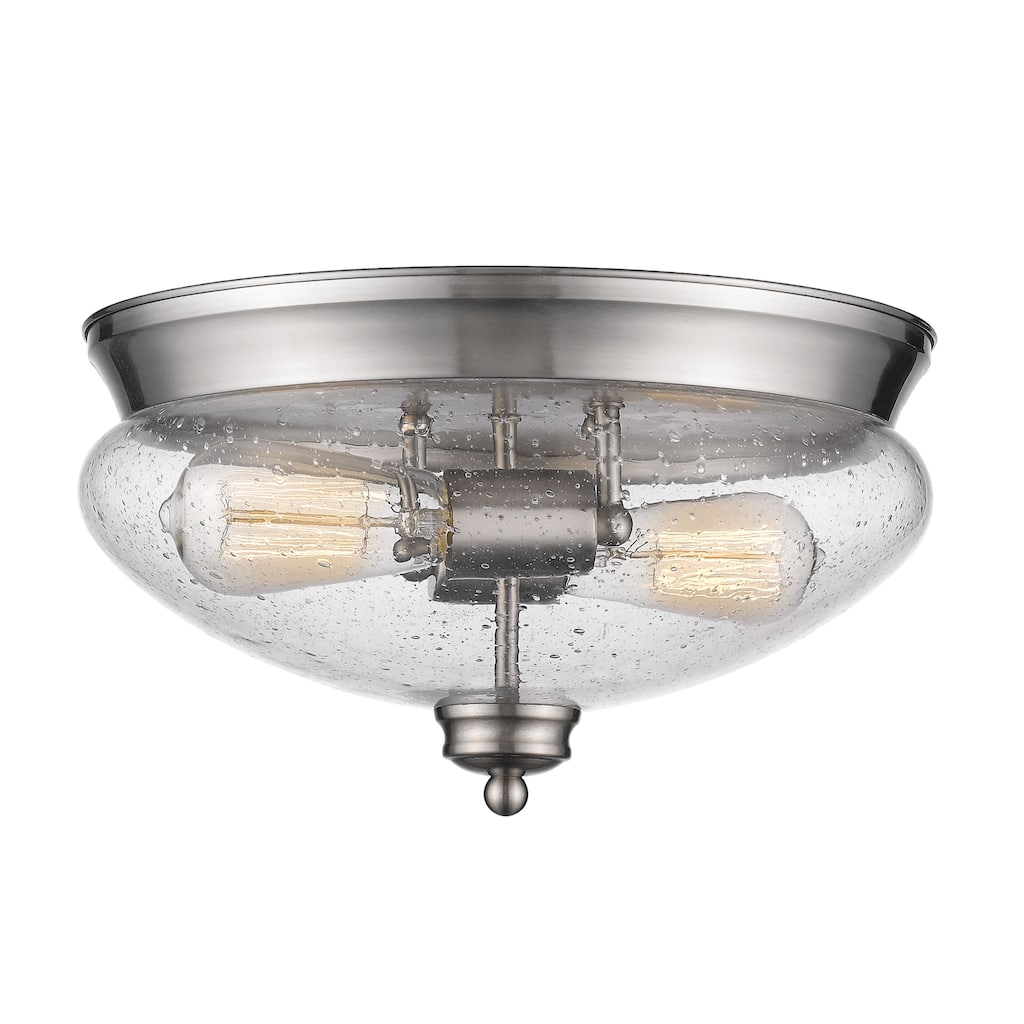 Avery Home Lighting 2-Light Flush Mount in Brushed Nickel - Silver