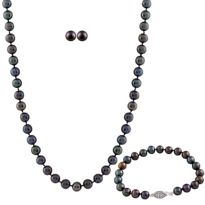 Black Freshwater Pearl 3-piece Set