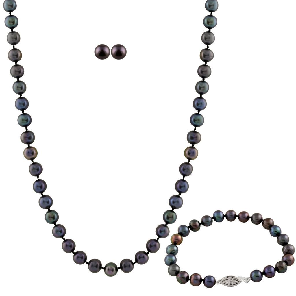 Black Freshwater Pearl 3-piece Set