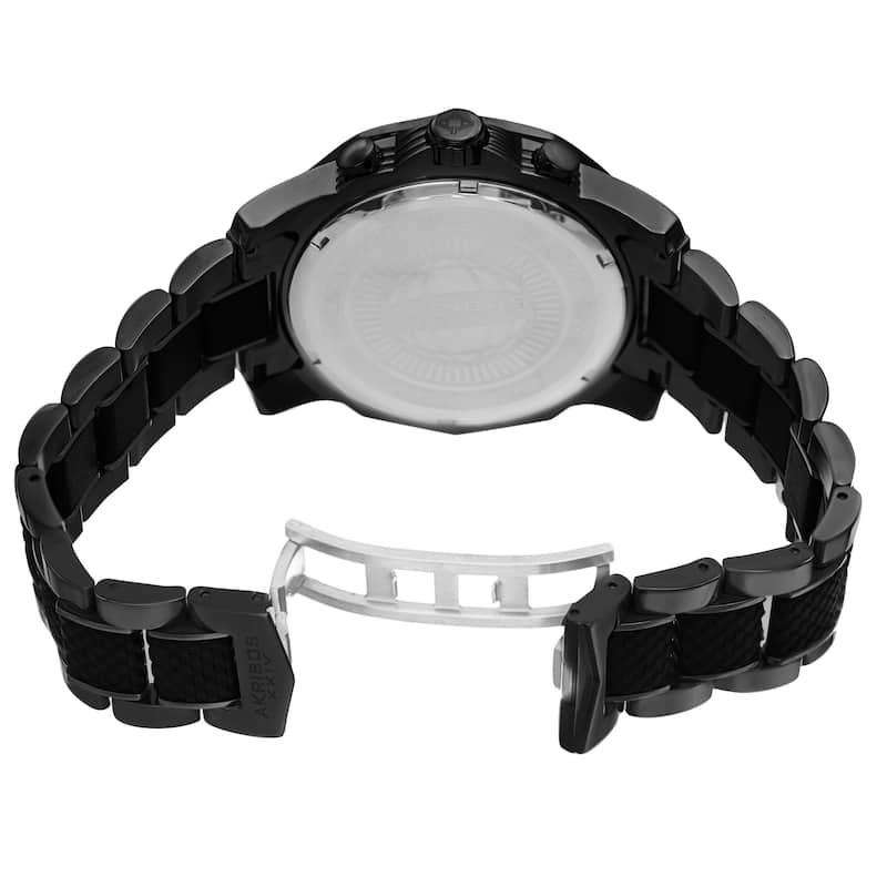 Akribos XXIV Men's Bold Chronograph Two-Tone Stainless Steel Black Bracelet Watch