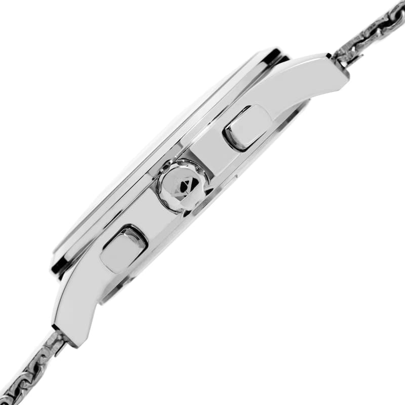 August Steiner Men's Swiss Quartz Dual-Time Multifunction Stainless Steel Mesh Silver-Tone Bracelet Watch - silver