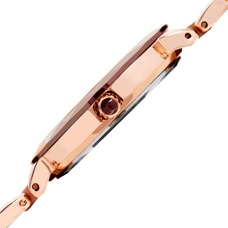 Burgi Women's Quartz Diamond Stainless Steel Brown Bracelet Watch