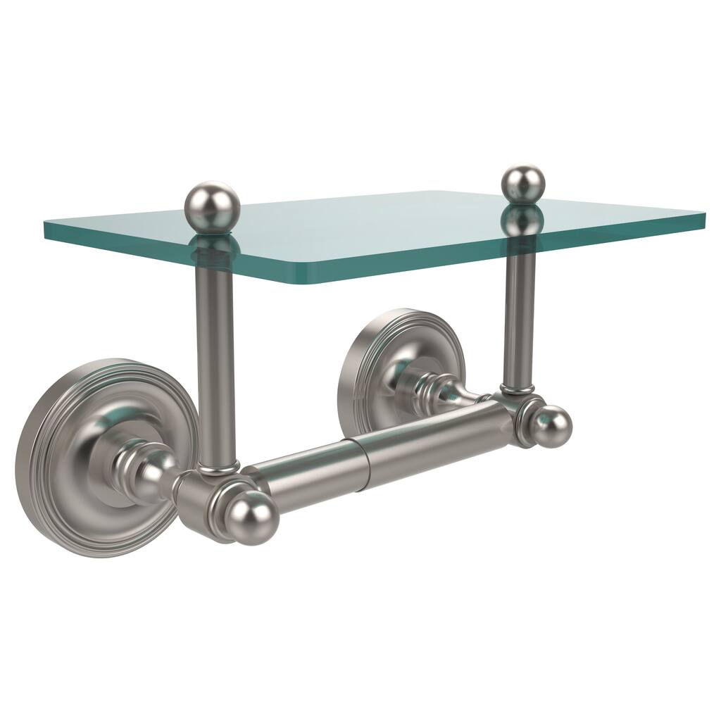 Allied Brass Prestige Regal Two Post Toilet Tissue Holder with Glass Shelf