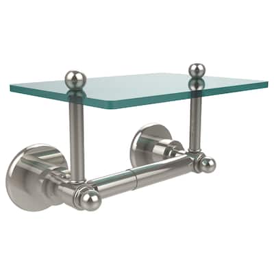 Allied Brass Astor Place Two Post Toilet Tissue Holder with Glass Shelf