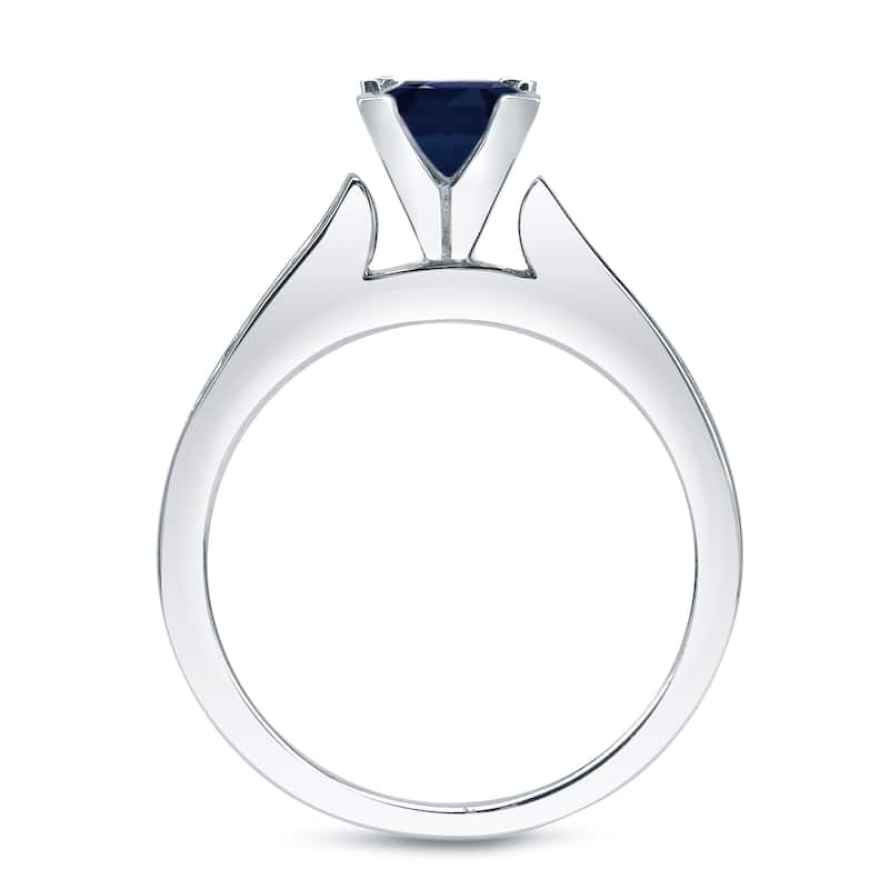 Auriya 14k Gold 4/5 carat Princess-cut Blue Sapphire and 3/4ct TDW Diamond Engagement Ring Bridal Set