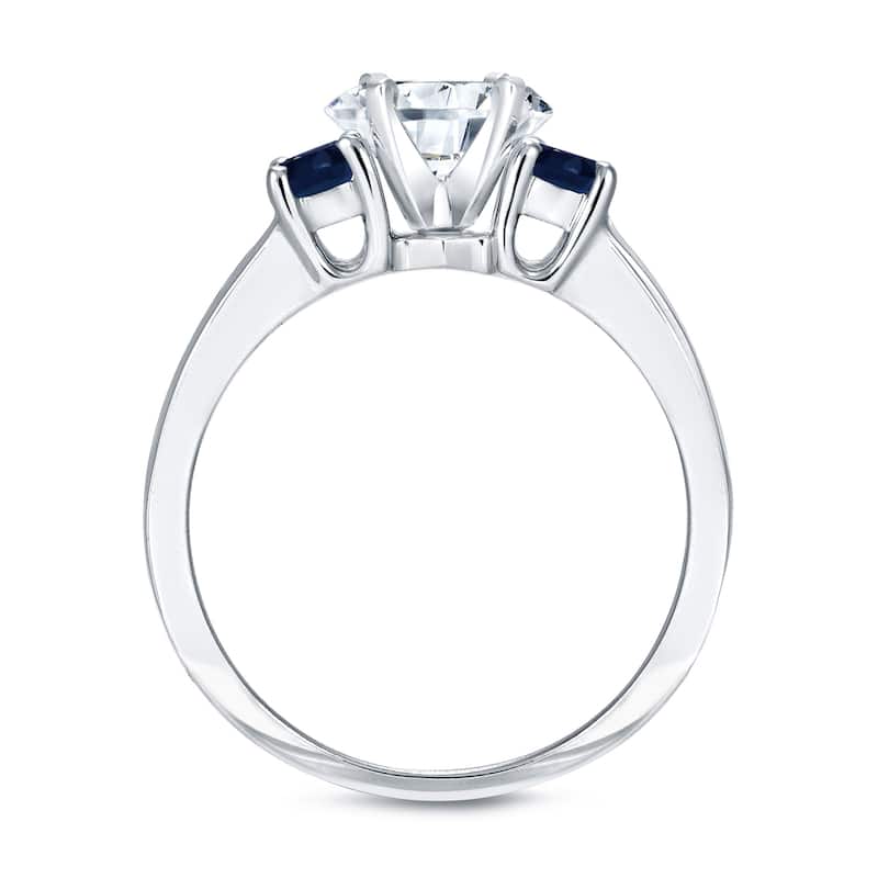 Auriya 3-Stone 4/5cttw Diamond and 2/5ct Sapphire Engagement Ring 14k White Gold (H-I, SI1-SI2)