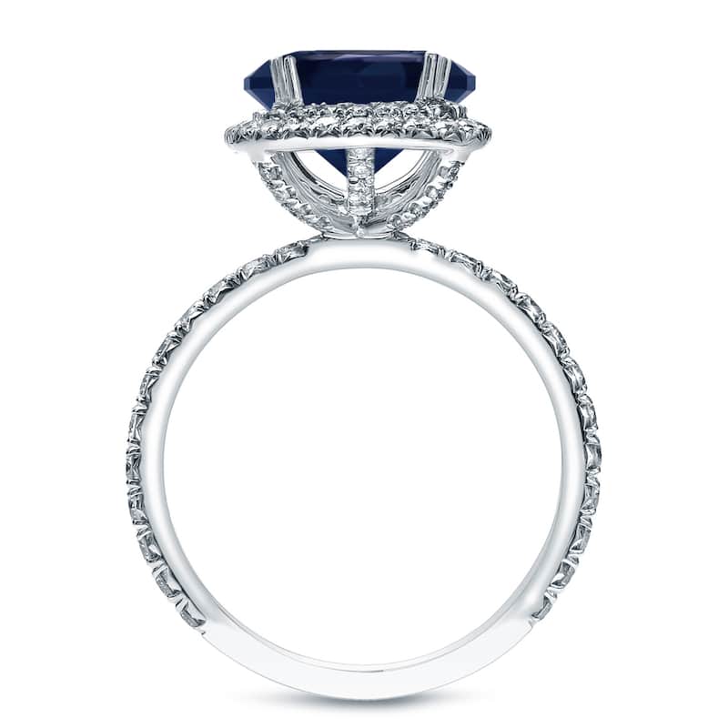 Auriya 18k Gold 2ct Cushion-cut Blue Sapphire Halo Diamond Engagement Ring 1ctw (H-I, SI1-SI2)