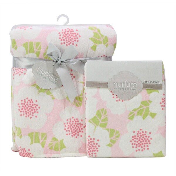 Nurture Garden District Nursery Plush Blanket and Changing Pad Cover