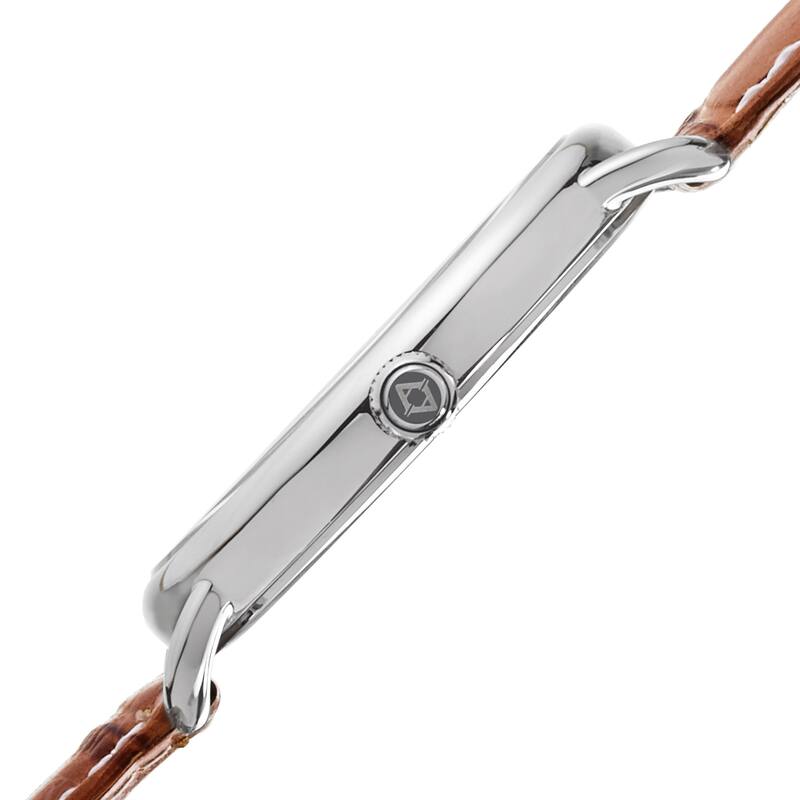 Akribos XXIV Women's Slim Sunray Dial Genuine Leather Strap Watch - brown